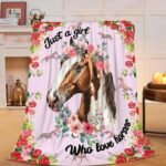 Horse Blanket Warm Soft Cozy Horse Flower Throw Blanket for Horse Lovers Gifts for Women Girls Plush Fluffy Horse Stuff Fleece Flannel Gifts Blankets for Kids Adults 50"X40" - Image 2