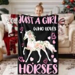 Horse Blanket for Girls, Horse Gifts for Girls, Just A Girl Who Loves Horses Blanket 50" x 40", Christmas Birthday Gifts for Horse Lovers, Daughter, Granddaughter - Image 2