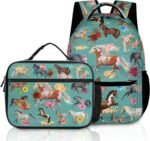 Horse Floral Backpack With Lunch Box Set, Horse Print Backpack 17 inch Horse Lover Gifts Gift for Women - Image 2