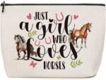 Horse Gifts for Girl Women Funny Birthday Christmas Gifts for Equestrian Cowgirls Horse Makeup Bag Inspirational Gift for Female Animal Lovers Cowgirls Mom Friends - Just A Girl Who Loves Horses - Image 2