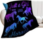 Horse Throw Blanket Ultra Soft Cozy Plush Just A Girl Who Loves Horses Flannel Fleece Blankets Lightweight Fuzzy Warm Animal Party Blanket All Season Gifts for Boys Girls Bed Couch Sofa 50"x40" - Image 2