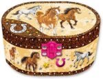 Hot Focus Dashing Horse Oval Shaped Musical Jewelry Box - Image 2
