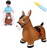 INPANY Bouncy Horse Hopper Toys, Toddlers Bouncing Farm Animals, Inflatable Jumping Hopping Horse, Ride on Rubber Bouncer for Kids, Outdoor Indoor Cool Birthday Gifts for 2 3 4 Year Old Girl Boy - Image 2