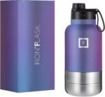 IRON °FLASK Portable Dog Water Bottle & Bowl - All-in-One Travel Accessories Pet Food & Liquids for Car, Hiking, Camping - Leak-Proof, Double Walled, Insulated - 32 oz, 2 Dog Bowls - Aurora - Image 2