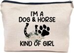 IWXYI Horse Dog Make up Bags,Gifts For Dog Lovers Women,Dog Lover Gifts,Gifts For Horse Lovers,Horse Dog Makeup Bags With Zipper,i'm Dog Horse Kind Of Girl Make Up Bag Zipper Pouch Travel Toiletry Bag - Image 2