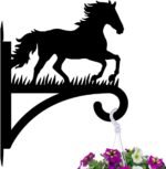 Iron Plant Hangers Hooks for Outdoor Indoor Hanging Plants Flower Fern Pots Lantern Bird Feeder Wind Chimes, 12"x16" Weather Resistant Metal Wall Holder for Porch Garden Farmhouse(Horse) - Image 2