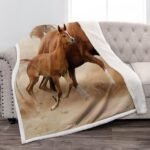 Jekeno Running Brown Horse Gifts Blanket, Horse Decor Blankets Soft Warm Sherpa Throw for Adults Men Women Birthday, Home Living Room Decoration Boys Girls Kids 50"x60" - Image 2