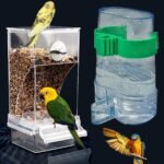 Kenond No Mess Bird Feeder Water Dispenser Set, Automatic Parrot Feeder Cage Accessories, Acrylic Parakeet Seed Food Feeder Drinker for Cage, Cockatiel Squirrel Finch Lovebirds Budgies Canary - Image 2