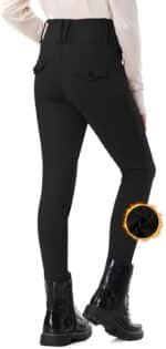 Kid's Fleece Lined Horse Riding Pants Winter Equestrian Breeches Girls Knee Patch Silicone Schooling Tights Pockets - Image 2