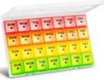Large Monthly Pill Organizer, XL 4 Weeks Pill Box,28 Day Pill Cases Organizerd by Week,Big Compartment Pill Container with Dust-Proof,for Pills/Vitamin/Fish Oil/Supplements,by Yaklim (ROYG) - Image 2