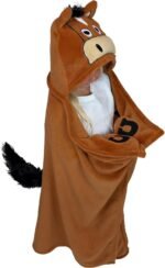 Lazy One Wearable Hooded Blanket for Kids, Animal Hooded Blanket (Horse, Brown Blanket) - Image 2