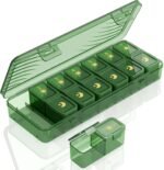 Lifewit Weekly Pill Organizer 2 Times a Day, Portable Travel 7 Day Lightproof Pill Box for Medicines/Vitamin/Fish Oils, Daily Pill Case, Green - Image 2