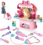 MAGIC4U Pet Cat Care Carrier Suitcase Toy, 29PCS Vet Clinic and Doctor Kit for Kids, Pet Kitty Grooming Feeding Toys Veterinarian Medical Pretend Role Play Set for Boys and Girls Ages 3-6 - Image 2