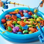 Magnetic Fishing Pool Toys Game for Kids Toddlers 3-5 4-8, Fishing Water Table Bathtub Toy with Inflatable Pool Pole Rod Net Plastic Floating Fish, Water Bath Pool Outdoor Toys for Kids Toddlers Baby - Image 2