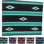 Majestic Ally 36"x 34" Navajo Design Acrylic Saddle Blanket -2.4 lbs (Turquoise Green and Black) - Image 2