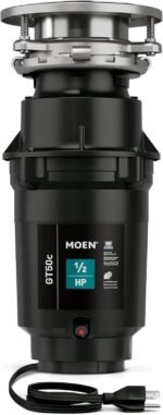 Moen Prep Series Disposer 1/2 Horsepower Continuous Feed Garbage Disposal featuring Fast Track Technology, Power Cord Included, GT50C - Image 2