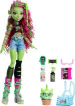 Monster High Venus McFlytrap Doll, Plant Monster with Pet Cat Chewlian & Accessories Like Backpack, Notebook, Snacks & More - Image 2