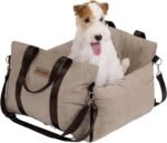 Multifunctional Dog Car Seat - Ideal for Long Trips, Wipe-Clean Dog Booster Car Seat with Calming Cushion - Perfect Dog Car Seats for Small Dogs & Medium Sized Dogs, Camel - Image 2