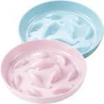 Nitial 2 Pcs Cat Slow Feeder Bowl Cat Fish Pool Design Feeder Cat Dish Fun Interactive Cat Food Bowl Feeder Healthy Eating Diet Cat Bowls for Pet Cats Puppy Dogs Dishwasher Safe (Blue, Pink) - Image 2