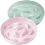 Nitial 2 Pcs Cat Slow Feeder Bowl Cat Fish Pool Design Feeder Cat Dish Fun Interactive Cat Food Bowl Feeder Healthy Eating Diet Cat Bowls for Pet Cats Puppy Dogs Dishwasher Safe (Green, Pink) - Image 2