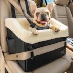 PETSFIT Small Dog Car Seat, Waterproof PU Leather Dog Booster Car Seat with Patented Safe Buckles, Detachable Dog Seat Belt for Car, Dog Car Seat Medium Sized Dog up to 30 lbs (Black) - Image 2