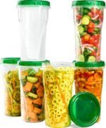 PLASTICPRO 12 Pack Twist Cap Food Storage Containers with Green Screw on Lid- 48 oz Reusable Meal Prep Containers - Large Freezer Containers Microwave Safe Green Plastic Food Storage - Image 2