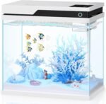 PONDON Smart Fish Tank 7 Gallon, Small Beta Fish Aquariums Startar Kit with Automatic Feeder, Glass Betta Tank with Filter and Light (7-Gal White) - Image 2