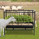 Pasture Hay Feeder for Goat,2 in 1 Goat Feeders for Grain and Hay with 68 Gallon,Livestock Mineral Feeders with Metal Steel & Deeper Feeding Pan for Goats,Sheeps,Horses,Donkeys & Sheep Sheds - Image 2