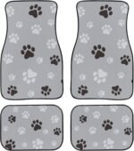 Paw Print Car Floor Mats Set of 4,Animal Dog Paw Print Black Grey Claws Seamless Pattern Vehicle Front Rear Carpets Mats Universal Car Floor Rugs Non-Slip Auto Car Accessories for Van Truck - Image 2