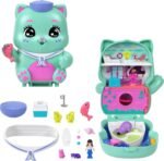Polly Pocket Dolls and Playset, Set Sail Kitty Compact, Travel Toy with 1 Micro Doll, Pet Cats, Food & Fashion Styling Accessories - Image 2