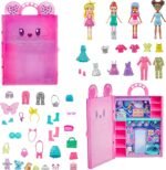 Polly Pocket Set with 4 Dolls, 3 Pets & 50 Fashion Accessories, Stylin' Safari Fashion Collection, Animal-Themed Case - Image 2