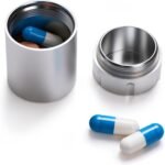 Portable Metal Small Pill Case, Aluminium Alloy Round Pill Box for Travel, Waterproof Pill Box Organizer, Pocket Daliy Pill Holder Pill Container for Medicine Vitamin Fish Oils (Silver) - Image 2