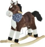 Qaba Kids Plush Ride-On Rocking Horse Toy Cowboy Rocker with Fun Realistic Sounds for Child 3-6 Years Old, Brown - Image 2