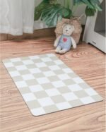 Ralxion Checkered Dog Feeding Mat, Absorbent Mats for Dog Food and Water Bowl, Dispenser, Retro Aesthetic Beige Khaiki Checkerboard Pet Placemat for Dogs, Cats, Puppy Accessories, 16" X 24” - Image 2