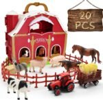 Red Barn and Farm Animal Figures Playset, 20Pack Preschool STEM Toys for Kids - Image 2