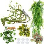 Reptile Plants, Terrarium Hanging Plant Vines Artificial Leaves Reptile Hide, Leopard Gecko Tank Accessories, Terrarium Decorations for Bearded Dragon Lizard Snake Geckos Chameleon - Image 2