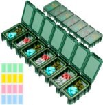 Restree Weekly Pill Organizer, 7 compartments Portable Pill Box, Moisture-Proof Travel Pill Case, Pill Storage Box for Vitamin, Medicine, Fish Oil/Supplements (Green) - Image 2