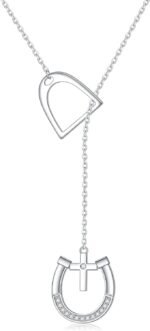 S925 Sterling Silver Lucky Horseshoe Necklace Bee Necklace Y Chain Lariat Horse Stirrup Gift Jewelry for Women Adults - Image 2