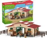 Schleich Horse Barn and Stable Playset - Award-Winning Riding Center 96 Piece Set, 2 Pony Toys, Rider Figurine, and Farm Accessories, for Girls and Boys 3 Years Old and Above - Image 2