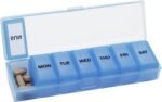Silicone Weekly Pill Organizer 7 Day, Arthritis-Friendly Medicine Box Daily Pill Box, Large Medicine Case with Shell, Compact Travel Pill Container for Pill, Vitamin, & Fish Oil (Blue) - Image 2
