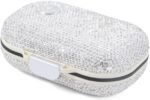 Sparkly Diamond Daily Pill Organizer 7 Compartments Portable Moisture Proof Small Pill Case for Pocket Purse Travel Pill Box Portable Medicine Vitamin Fish Oil Holder Container (White Oblong) - Image 2
