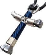 Sport - Blue & Silver Horseshoe Nail Cross Necklace - Image 2