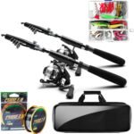 Telescopic Fishing Rod and Reel Combos, 2PCS 5.9FT Carbon Fiber Fishing Pole Kits with Spinning Reels, Collapsible Travel Fishing Rod Line Lures Set with Carrier Bag for Freshwater Saltwater Fishing - Image 2