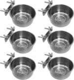 Tfwadmx 6 Pcs Stainless Steel Bird Bowls with Clamp,Clamp Holder Coop Cup,Bird Dishes for Cage, Bird Cage Water Bowl for Cockatiels Lovebird Budgie Chinchilla - Image 2