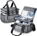 Timgle 1 Pack Double Layers Medicine Storage Bag Pill Bottle Organizer 11.4 x 7.9 x 9.5 in Empty First Aid Kits Bag with Shoulder Strap for Home Emergency Medication Fish Oil Vitamins - Image 2