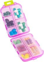 Travel Pill Organizer, Moisture Proof Daily Medicine Dispenser Box, Small Weekly Vitamin Case for Supplement, Fish Oil, Meds, Pocket Pharmacy Cute Capsule Container 10 Compartments, Pink - Image 2