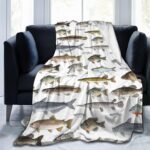 Trendy Flannel Fleece Throw Blanket, Watercolor Few Freshwater Fish Cartilaginous Fish Marine Life Throw for Better Sleep, Warm Air Conditioning Blanket 50"X40" - Image 2