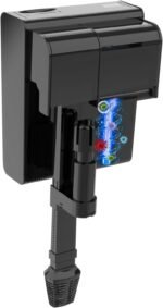 U-V Aquarium Filter for 10-20 Gallon Tank,Hang On Back Aquarium Filter Green Water Cleaning Machine,HOB Filter Ultra-Quiet Powerful Pump 118GPH for Fish Tank with Surface Skimmer - Image 2