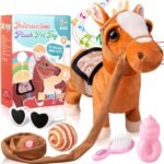 Walking Pony Toy Musical Singing Dancing Plush Interactive Pony Walk Along Horse with Leash Plush Stuffed Animal Shaking Head Buttocks Toy for Boy & Girl Kid Ages 3+ H: 11.81" - Image 2