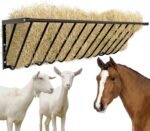 Wall Mount Hay Feeder Goat Hay Feeder Hay Feeder for Horses Multifaceted Hay Feeder Blanket Holder 67 Gallon Heavy Duty Metal Hay Rack 63'' Long for Goats Horses Indoor and Outdoor Use - Image 2